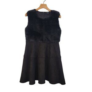 MAAC London Fit & Flare‎ Dress Sleeveless Faux Fur Top Suede Feel Bottom Medium